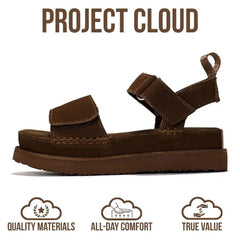 Project Cloud Women's | Genuine Leather Platform Sandals | Memory Foam | Lightweight | Non-Slip - Bronzestar