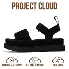 Project Cloud Women's | Genuine Leather Platform Sandals | Memory Foam | Lightweight | Non-Slip - Bronzestar