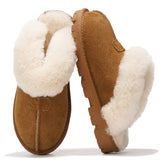 Project Cloud Women's | 100% Genuine Leather & Natural Fur Lining Fuzzy Slippers | Memory Foam | Non-Slip - Hedy