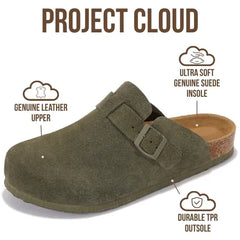 Project Cloud Men's Clogs | 100% Genuine Full Grain Leather | Memory Foam | Non-Slip | Brooklyn