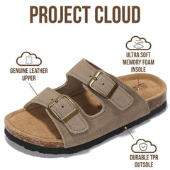 Project Cloud Kids | Genuine Leather Slides for Kids | Water Resistant | Lightweight | Non-Slip - Little Venita