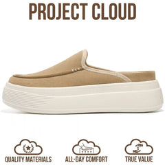 Project Cloud Women's | Genuine Leather Canvas Clogs & Mules | Smart Foam Insole | Lightweight | Non-Slip - Daphne