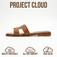 Project Cloud Women's | Genuine Leather Flat Summer Sandals | Memory Foam | Lightweight | Non-Slip - Jannel