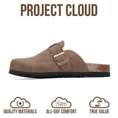 Project Cloud Women's | Genuine Suede Footbed Clogs | ProjectPlush | Lightweight | Non-Slip - Benton