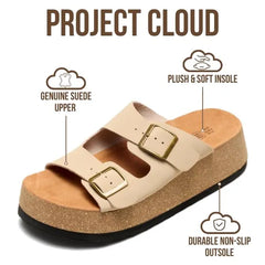 Project Cloud Women's | 100% Genuine Leather Platform Sandals for Women | Plush & Soft Insole | Lightweight | Non-Slip - Barcelona
