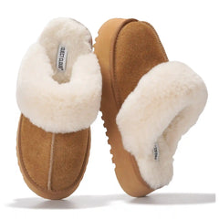 Project Cloud Women's | 100% Genuine Suede Platform Slippers | Memory Foam | Non-Slip - Viki