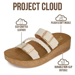 Project Cloud Women's | Eco-Crafted Leather Womens Summer Shoes | Lightweight | Non-Slip - Kreme