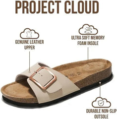 Project Cloud Women's | Genuine Leather Sandals for Women | Memory Foam | Lightweight | Non-Slip - Ibiza