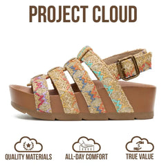 Project Cloud Kids | Strappy Summer Dressy-Casual Wedge | Hook-&-Loop | Lightweight | Non-Slip - Puffer Kids