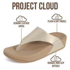 Project Cloud Women's | Genuine Leather Thong Flip Flops | Plush and Soft Insole | Lightweight | Non-Slip - Arlo