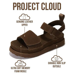 Project Cloud Women's | Genuine Leather Platform Sandals | Memory Foam | Lightweight | Non-Slip - Bronzestar