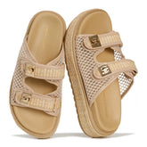 Project Cloud Women's | Genuine Leather Platform Sandals | Memory Foam Insole | Lightweight | Non-Slip - Havana