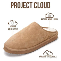 Project Cloud Men's | Genuine Leather House Slippers | Memory Foam | Lightweight | Non-Slip - Chill