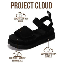 Project Cloud Women's | Genuine Leather Platform Sandals | Memory Foam | Lightweight | Non-Slip - Bronzestar