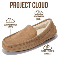Project Cloud Men's | Genuine Suede Slippers - Loafers | Memory Foam | Lightweight | Non-Slip - Oswin