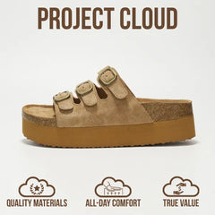 Project Cloud Women's | 100% Genuine Suede Wedge Sandals | Memory Foam | Lightweight | Non-Slip - Dyan