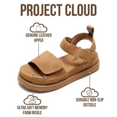 Project Cloud Women's | Genuine Leather Platform Sandals | Memory Foam | Lightweight | Non-Slip - Bronzestar