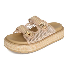 Project Cloud Women's | Genuine Leather Platform Sandals | Memory Foam Insole | Lightweight | Non-Slip - Havana