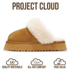 Project Cloud Women's | 100% Genuine Suede Platform Slippers | Memory Foam | Non-Slip - Viki