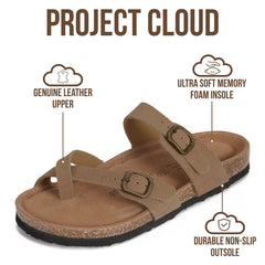 Project Cloud Women's | Genuine Leather Sandals | Memory Foam | Lightweight | Non-Slip - Lian