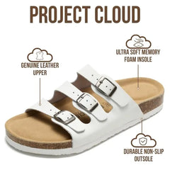 Project Cloud Women's | Genuine Leather Sandals | ProjectPlush | Memory Foam | Non-Slip - Capri