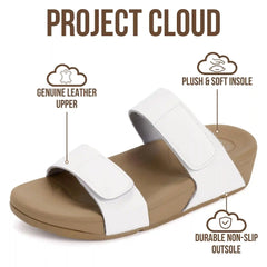 Project Cloud Women's | Genuine Leather Platform Sandals | Adjustable Double Strap | Lightweight | Non-Slip - Adee