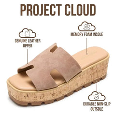 Project Cloud Women's | Genuine Leather Wedge Sandals | Memory Foam | Lightweight | Non-Slip - Mila