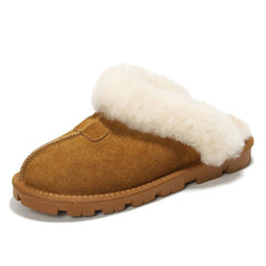 Project Cloud Women's | 100% Genuine Leather & Natural Fur Lining Fuzzy Slippers | Memory Foam | Non-Slip - Hedy