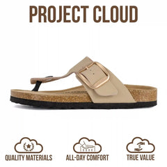 Project Cloud Women's | 100% Genuine Leather Thong Sandals | Memory Foam Insole | Lightweight | Non-Slip - Malaga