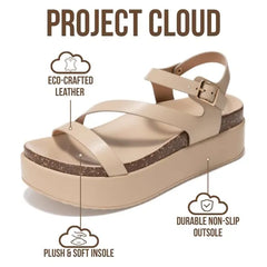 Project Cloud Women's | Wedge Sandals | Plush and Soft Insole | Lightweight | Non-Slip - Mellow