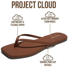 Project Cloud Women's | Square Toe Flip Flops | Memory Foam | Non-Slip - Dedication