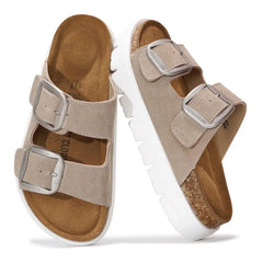 Project Cloud Women's | Genuine Leather Platform Sandals | ProjectPlush | Non-Slip - Greece Chunky