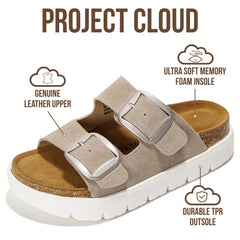Project Cloud Women's | Genuine Leather Platform Sandals | ProjectPlush | Non-Slip - Greece Chunky