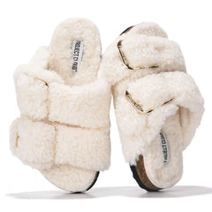 Project Cloud Kids Fur Sandals with Adjustable Buckle | Water Resistant | ProjectPlush | Lightweight | Non-Slip - Little Santorini Fur