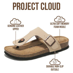 Project Cloud Women's | 100% Genuine Leather Thong Sandals | Water Resistant | Lightweight | Non-Slip - Britani