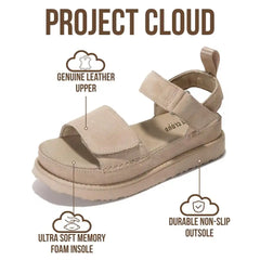 Project Cloud Women's | Genuine Leather Platform Sandals | Memory Foam | Lightweight | Non-Slip - Bronzestar