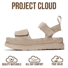 Project Cloud Women's | Genuine Leather Platform Sandals | Memory Foam | Lightweight | Non-Slip - Bronzestar
