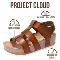 Project Cloud Women's | Eco-Leather Upper Wedge Sandals | Lightweight | Non-Slip - Phased