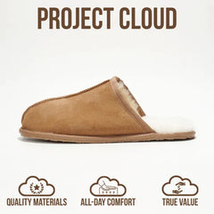 Project Cloud Men's | Genuine Sheepskin Upper House Slippers | Memory Foam | Lightweight | Non-Slip - Colin