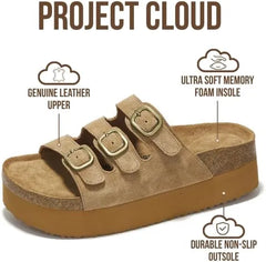 Project Cloud Women's | 100% Genuine Suede Wedge Sandals | Memory Foam | Lightweight | Non-Slip - Dyan