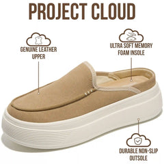 Project Cloud Women's | Genuine Leather Canvas Clogs & Mules | Smart Foam Insole | Lightweight | Non-Slip - Daphne