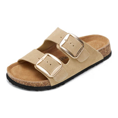 Project Cloud Women's | 100% Genuine Leather Women Flat Sandals | ProjectPlush | Lightweight | Non-Slip - Santorini