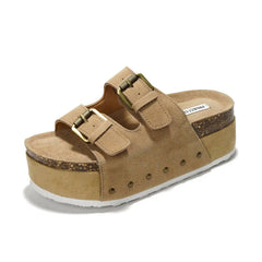 Project Cloud Women's | Genuine Leather Wedge Sandals with Buckle | Lightweight | Non-Slip - Oliy