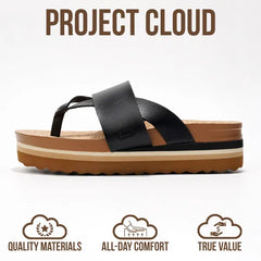 Project Cloud Women's | Eco-Leather Wedge Sandals | Memory Foam Insole | Lightweight | Non-Slip - Raft