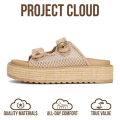 Project Cloud Women's | Genuine Leather Platform Sandals | Memory Foam Insole | Lightweight | Non-Slip - Havana