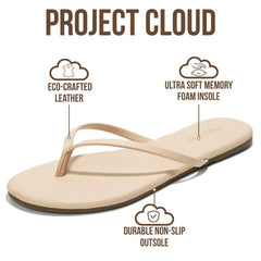 Project Cloud Women's | Eco-Leather Women Flip Flops | Memory Foam | Lightweight | Non-Slip - Foundations