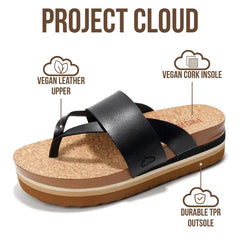 Project Cloud Women's | Eco-Leather Wedge Sandals | Memory Foam Insole | Lightweight | Non-Slip - Raft