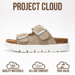 Project Cloud Women's | Genuine Leather Platform Sandals | ProjectPlush | Non-Slip - Greece Chunky