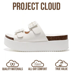 Project Cloud Women's | Wedge Platform Sandals | Eco-Leather Upper | Memory Foam | Non-Slip - Softy